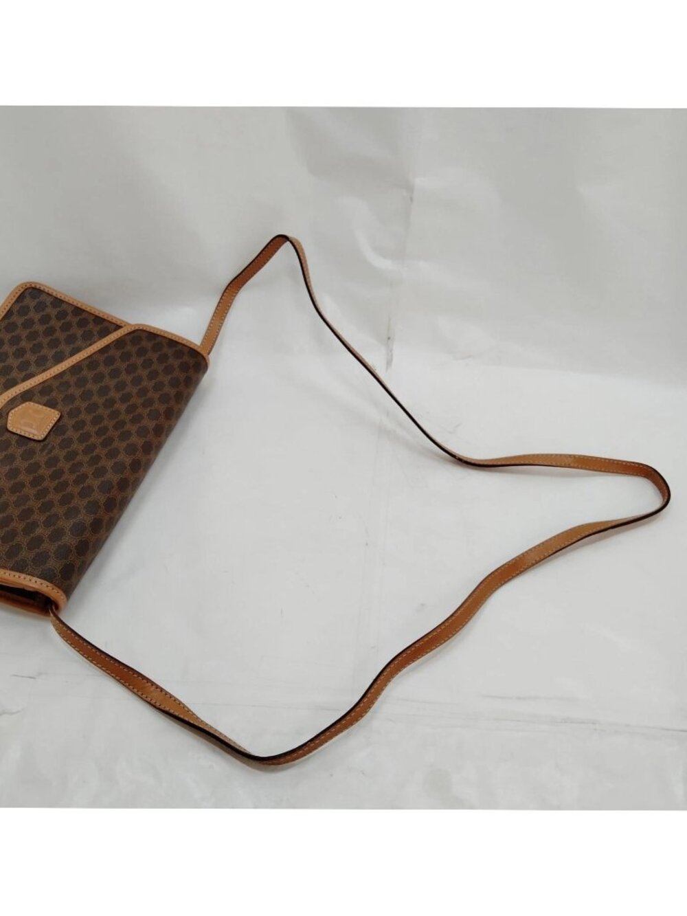 Authentic Vintage Celine Macadam Envelope Crossbody Bag Brown PVC Leather Trim - Picture 6 of 16